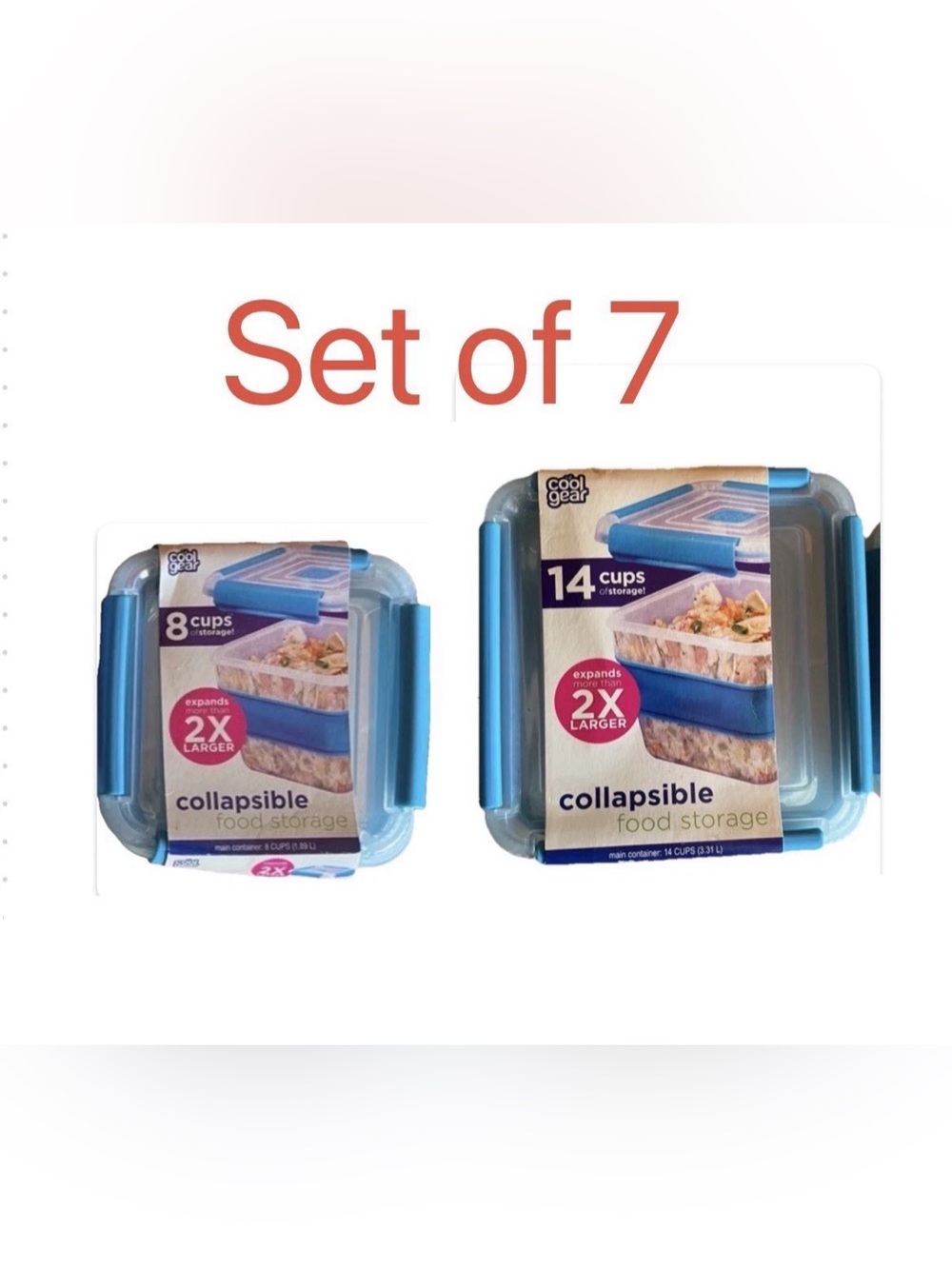 Cool Gear Collapsible Food Storage Set 7 Containers Mixed Sizes New